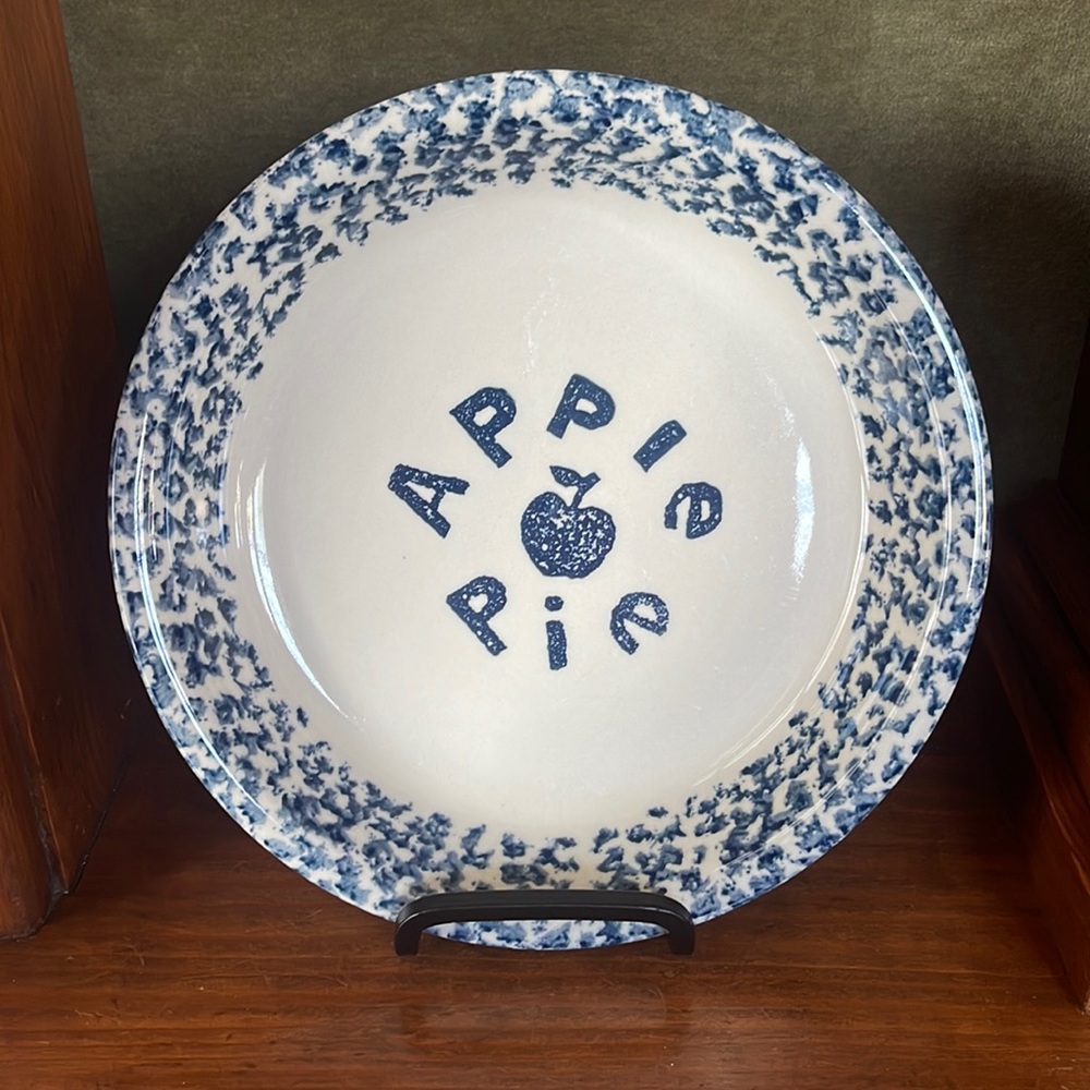 Vintage Folk Craft Ceramic “Apple Pie” Plate By Tienshan